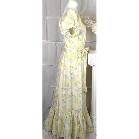 LoveShackFancy x Target Ines Yellow Floral Romantic Cottagecore Midi Dress 8 - Picture 8 of 14